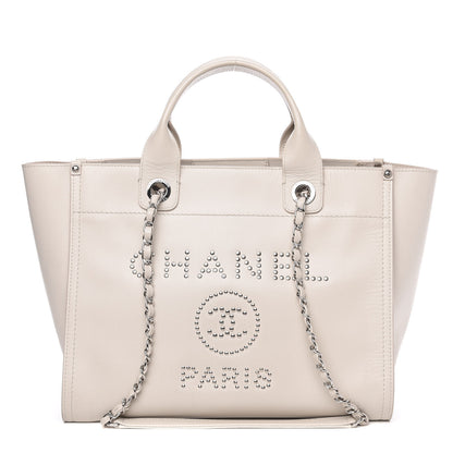 Chanel Caviar Small Studded Deauville Tote Ivory 1 of 18