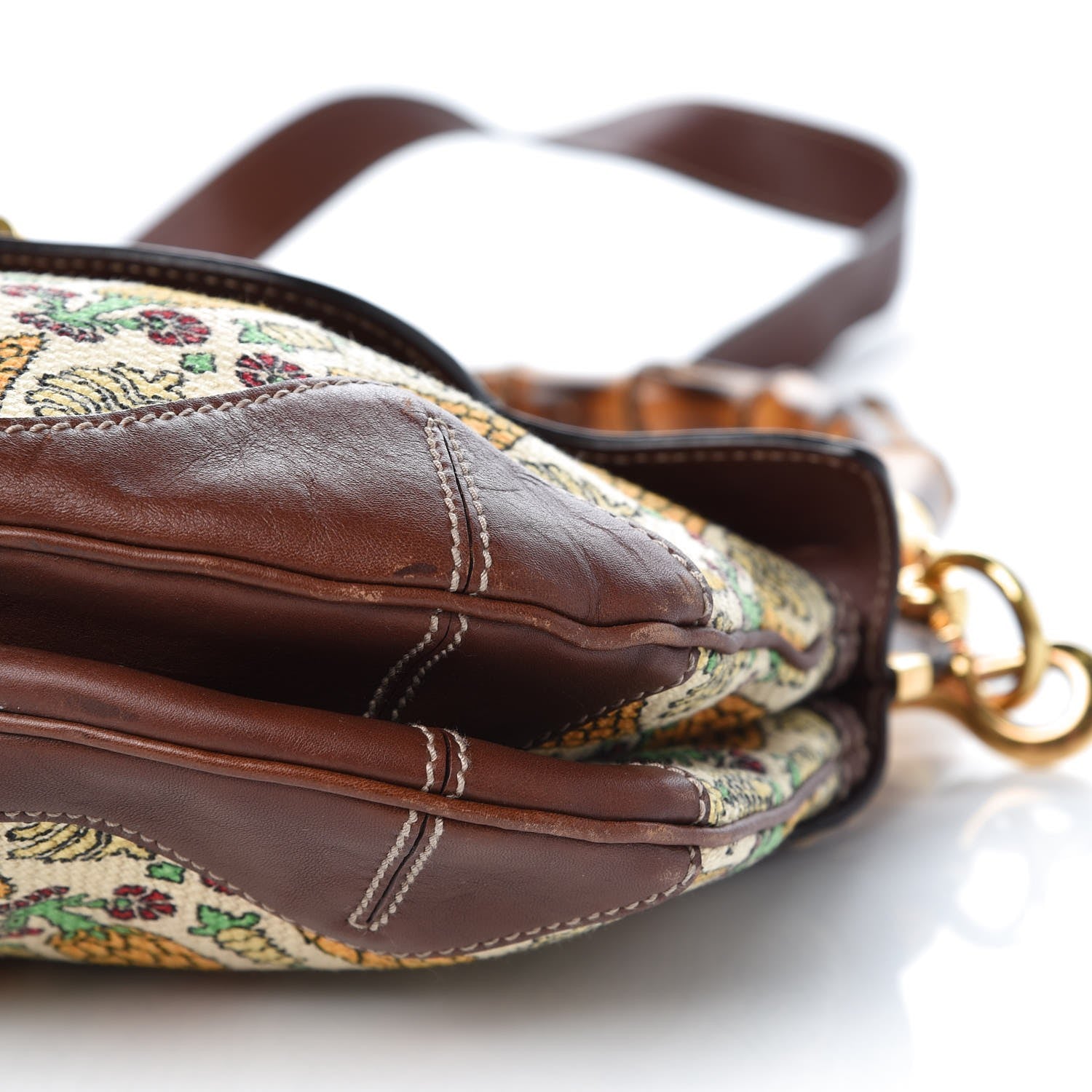 Gucci Canvas Pigna Print Peggy Bamboo Top Handle Bag Brown 16 of 17