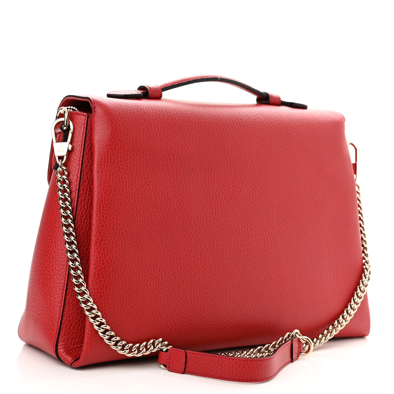 Gucci Dollar Calfskin Medium Interlocking G Top Handle Shoulder Bag Red 3 of 10