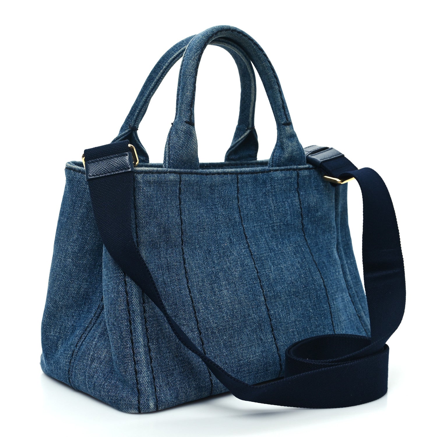 Prada Denim Small Logo Tote Bleu 3 of 10
