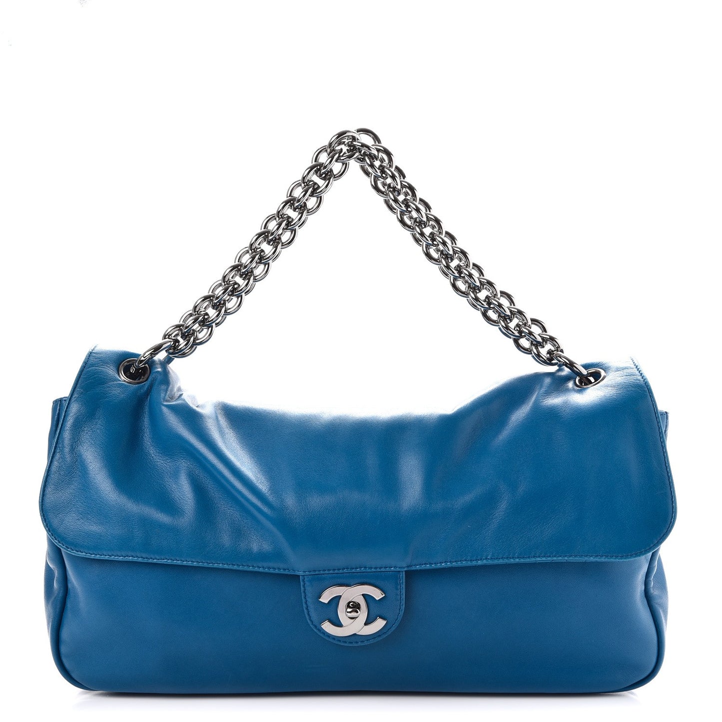 Lambskin Soft and Chain Large Flap Blue