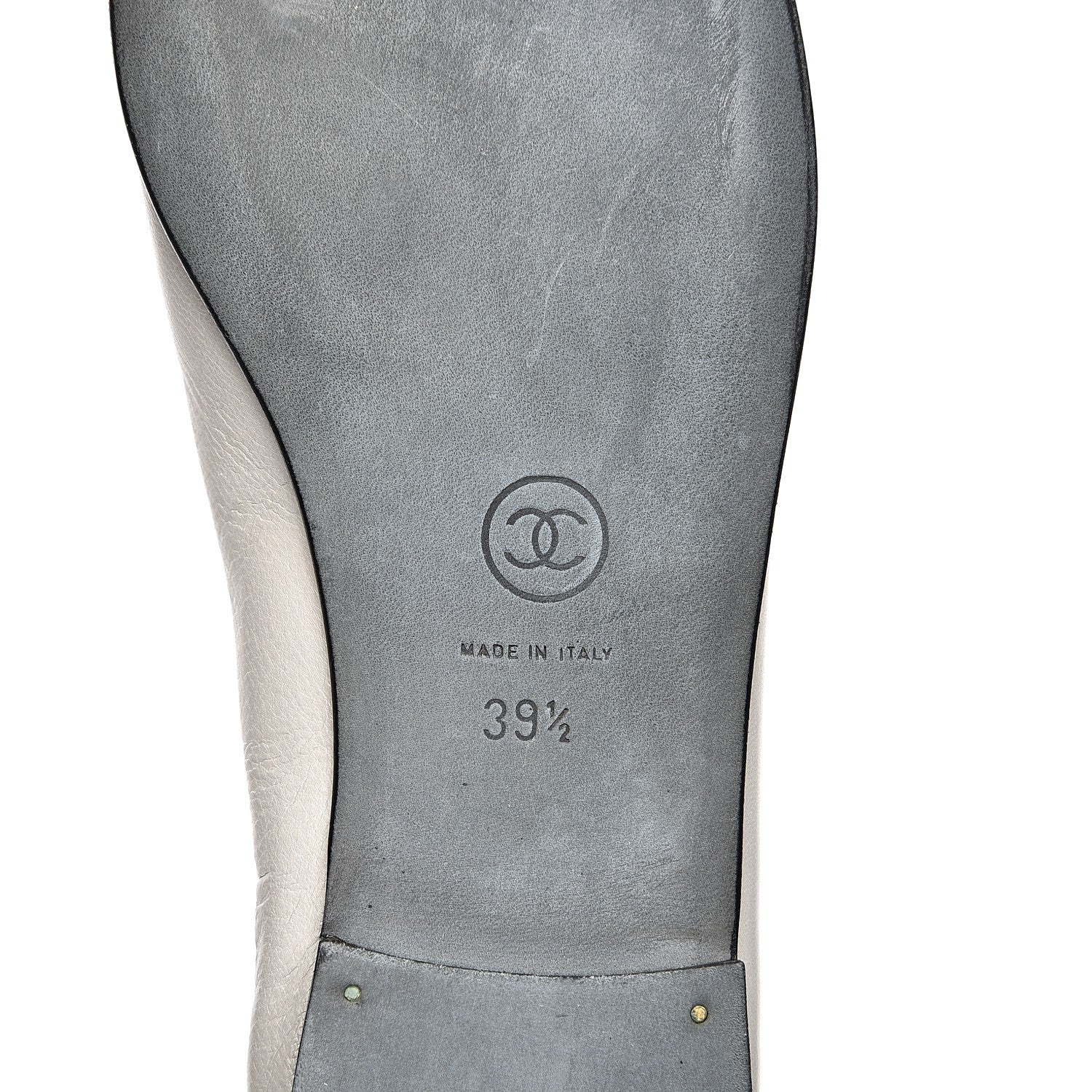 Chanel Lambskin Cap Toe Ballerina Flats 39.5 Grey Black 7 of 7