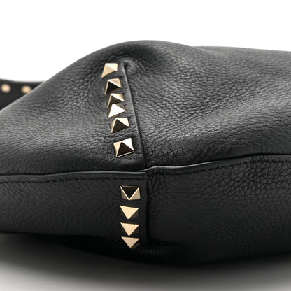 Valentino Garavani Grained Calfskin Large Rockstud Hobo Black 9 of 9