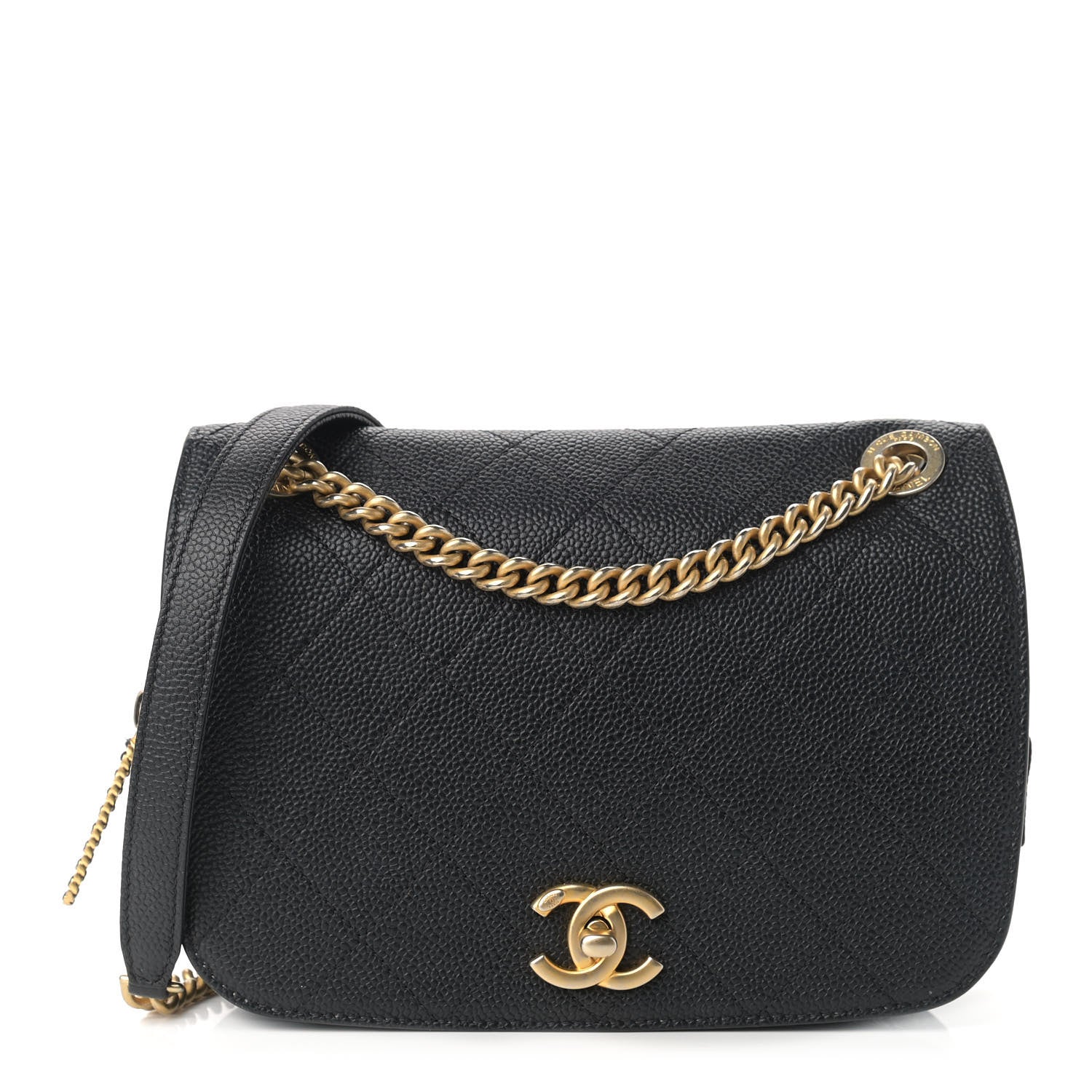 Chanel Caviar Stitched Messenger Flap Bag Black 1 of 11
