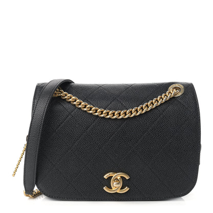 Chanel Caviar Stitched Messenger Flap Bag Black 1 of 11