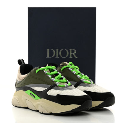 Christian Dior Technical Mesh Calfskin Mens B22 Sneakers 46 Olive Green Black Grey White 9 of 9