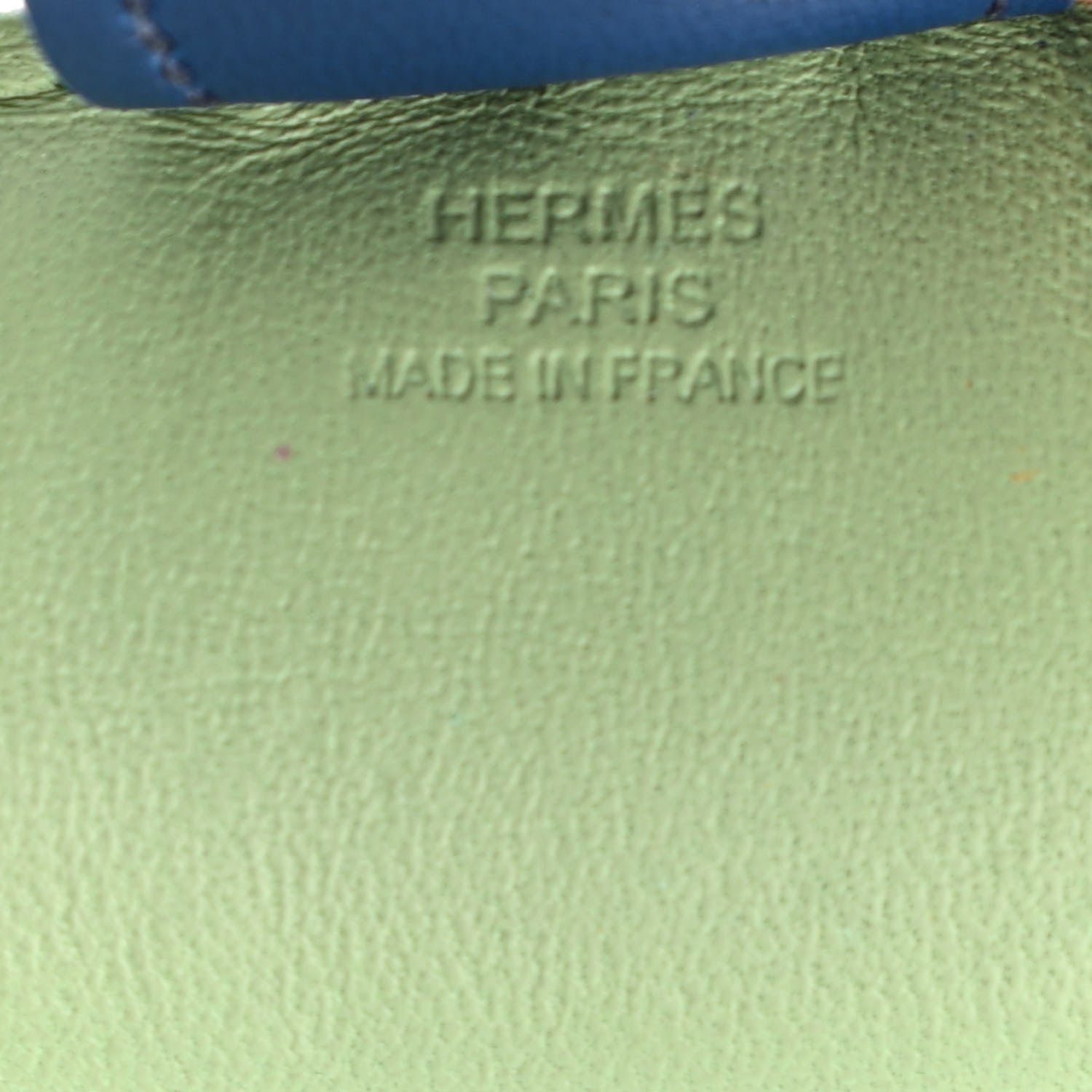 Hermes Milo Lambskin Grigri Rodeo Horse Bag Charm MM Vert Criquet Sesame Bleu de Malte 3 of 4