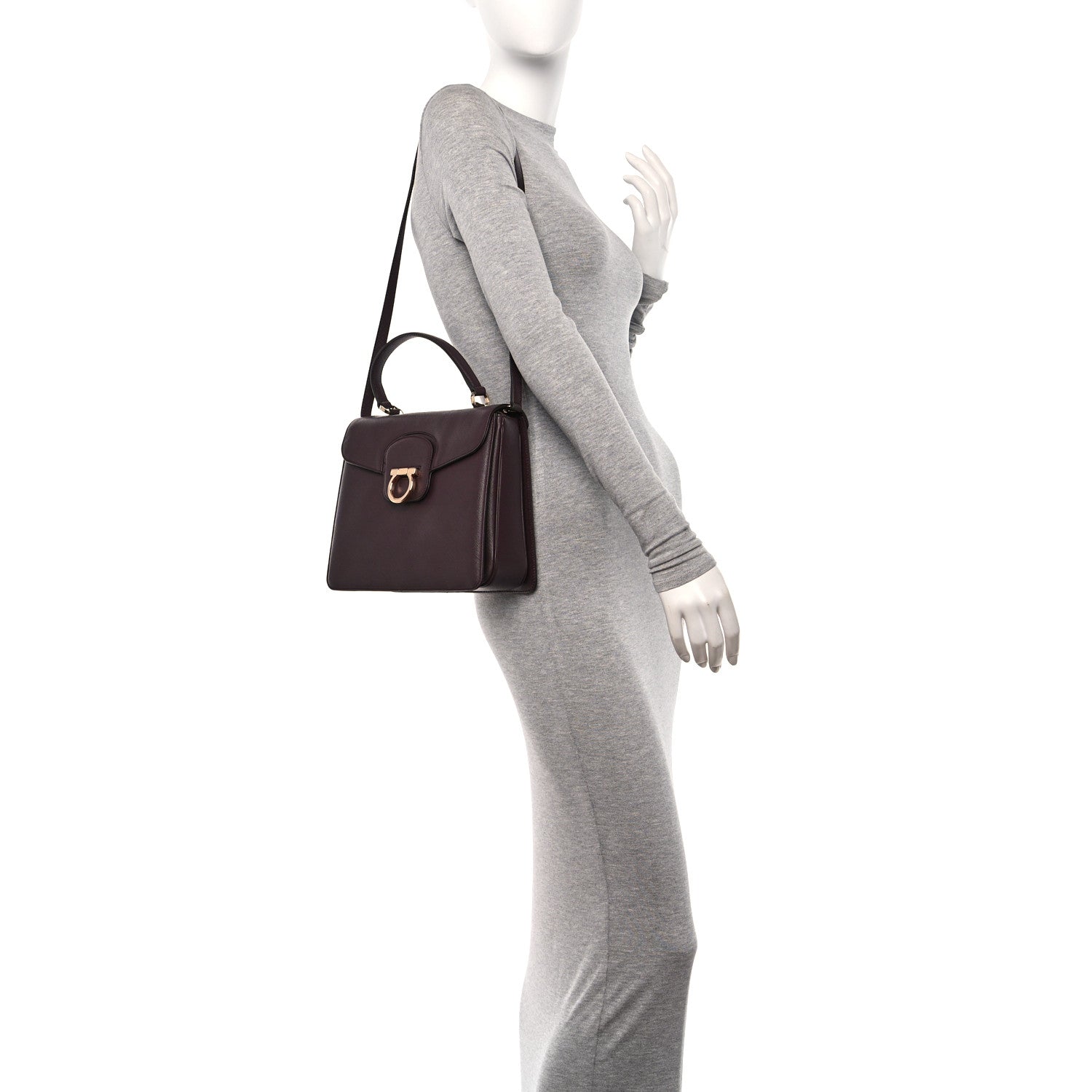 Salvatore Ferragamo Pebbled Calfskin Katia Top Handle Satchel Oxford 2 of 10