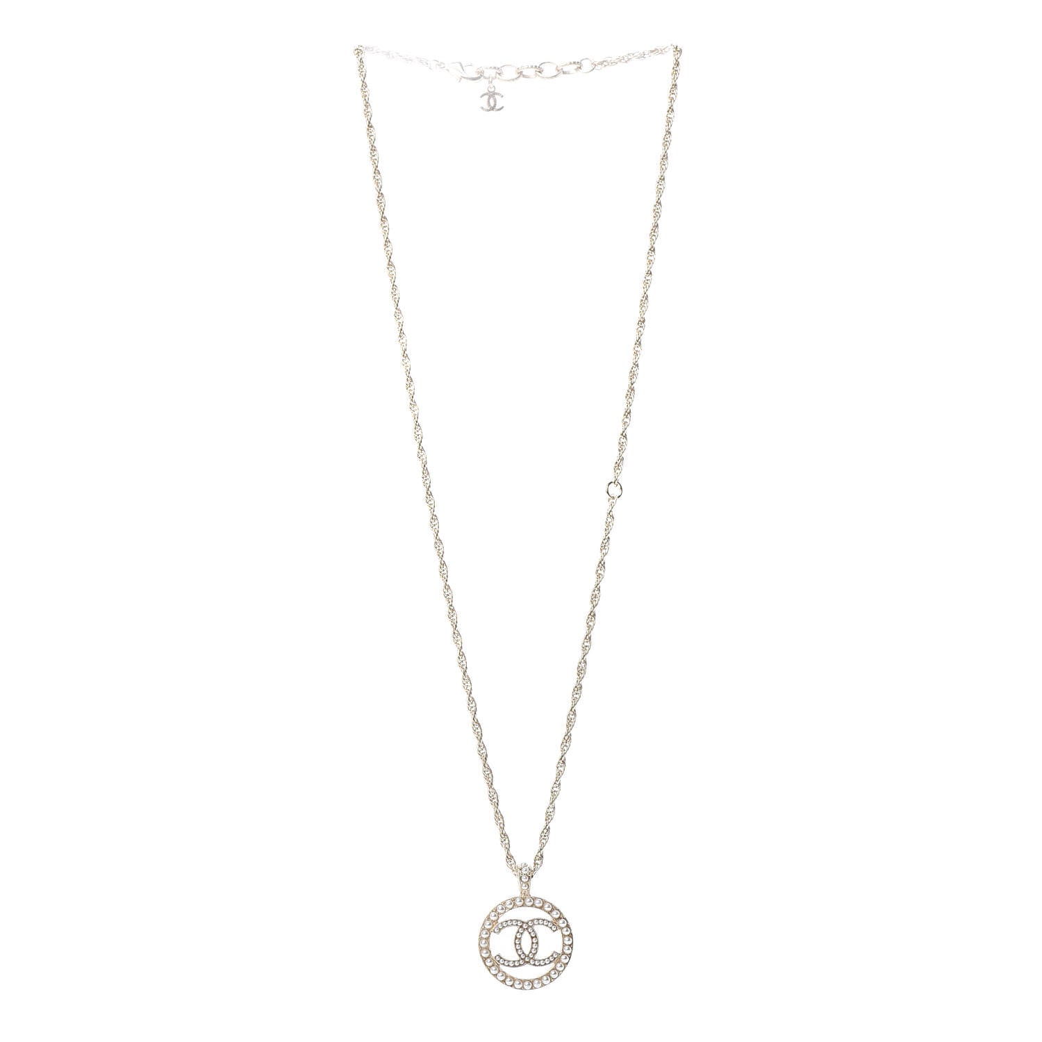 Chanel Pearl CC Round Pendant Necklace Gold 3 of 4
