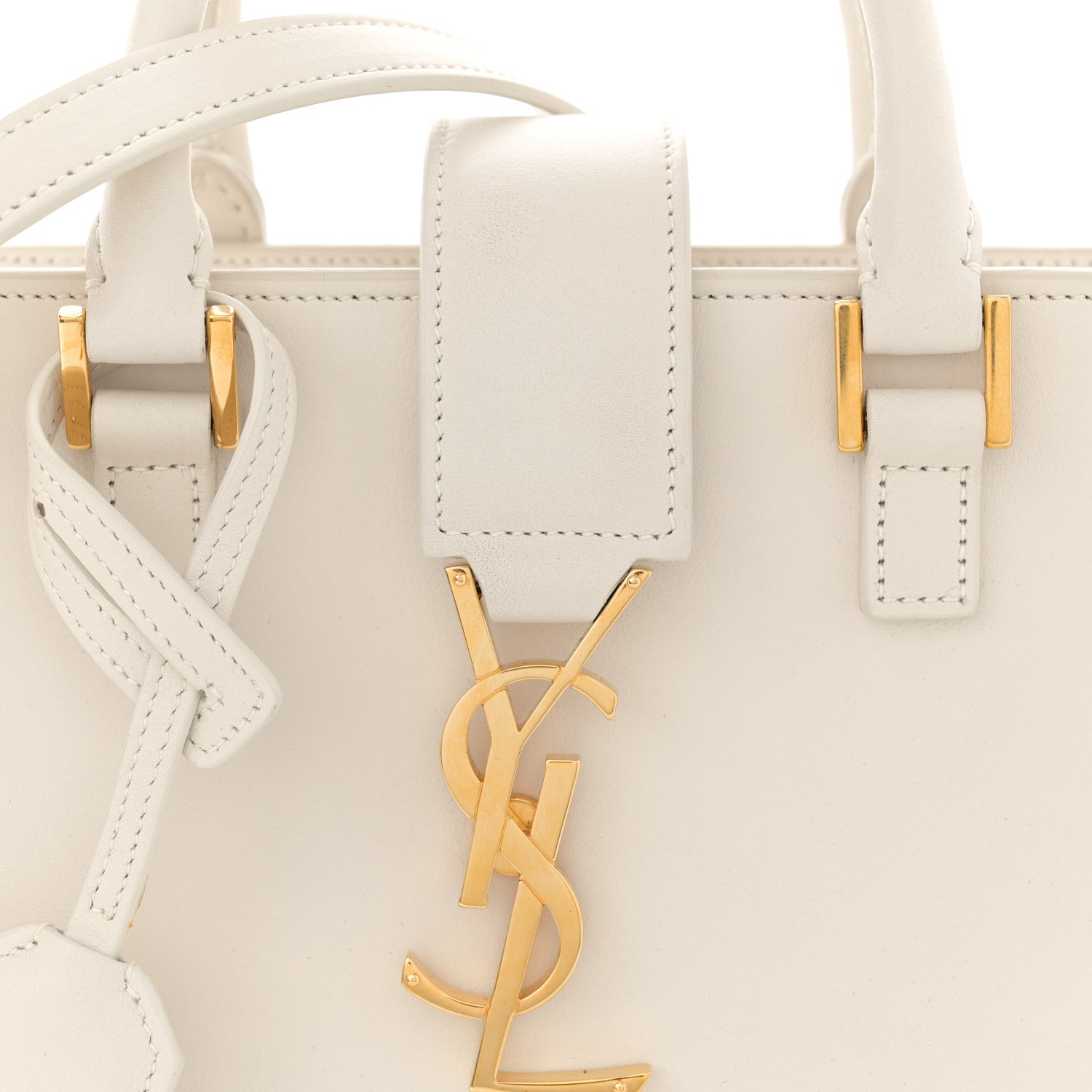Saint Laurent Calfskin Monogram Baby Cabas Dove White 8 of 15