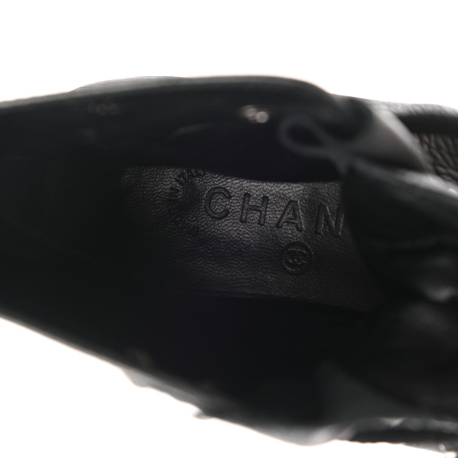 Chanel Metallic Grained Calfskin Patent Cap Toe Combat Short Boots 37.5 Dark Silver 7 of 15