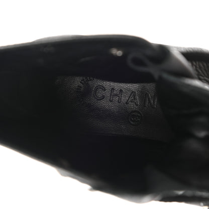 Chanel Metallic Grained Calfskin Patent Cap Toe Combat Short Boots 37.5 Dark Silver 7 of 15