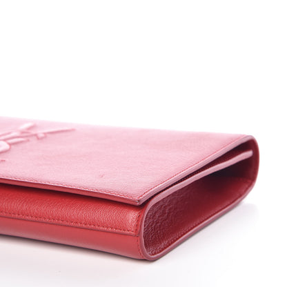 Saint Laurent Calfskin Monogram Large Belle De Jour Clutch Red 9 of 11