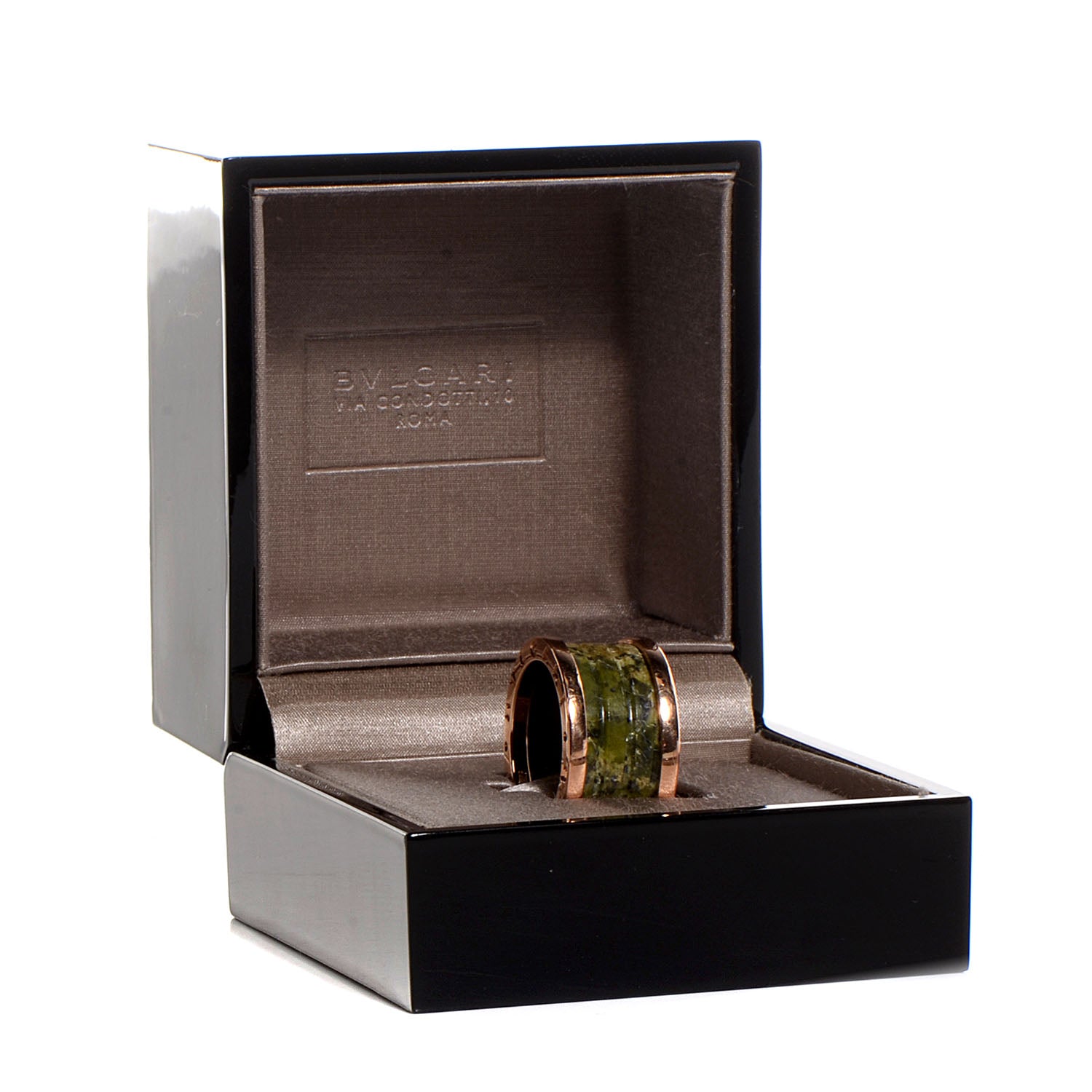 Bulgari BVLGARI 18k Rose Gold and Green Marble B.Zero1 3 Band Size 52 8 of 8