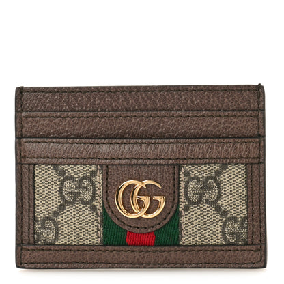 Gucci GG Supreme Monogram Textured Dollar Calfskin Ophidia Card Holder Beige Ebony New Acero 1 of 8