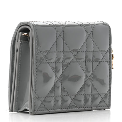 Christian Dior Patent Cannage Mini Lady Dior Wallet Gray Stone 3 of 7