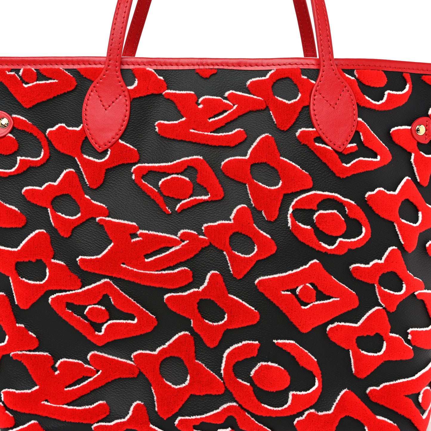 X UF Tufted Monogram Neverfull MM Black Red