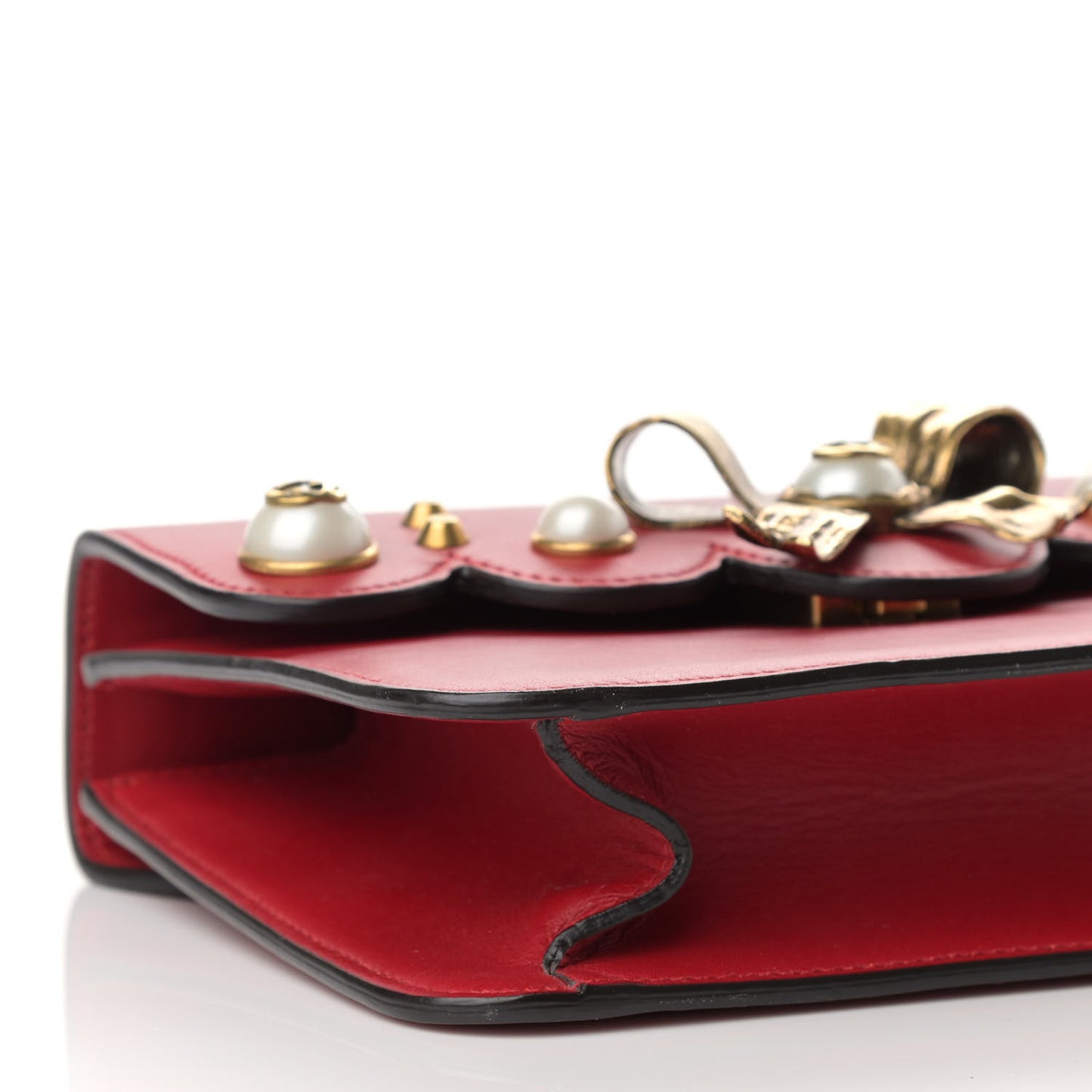 Calfskin Peony Small Chain Shoulder Bag Hibiscus Red