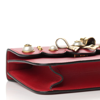 Gucci Calfskin Peony Small Chain Shoulder Bag Hibiscus Red 9 of 10