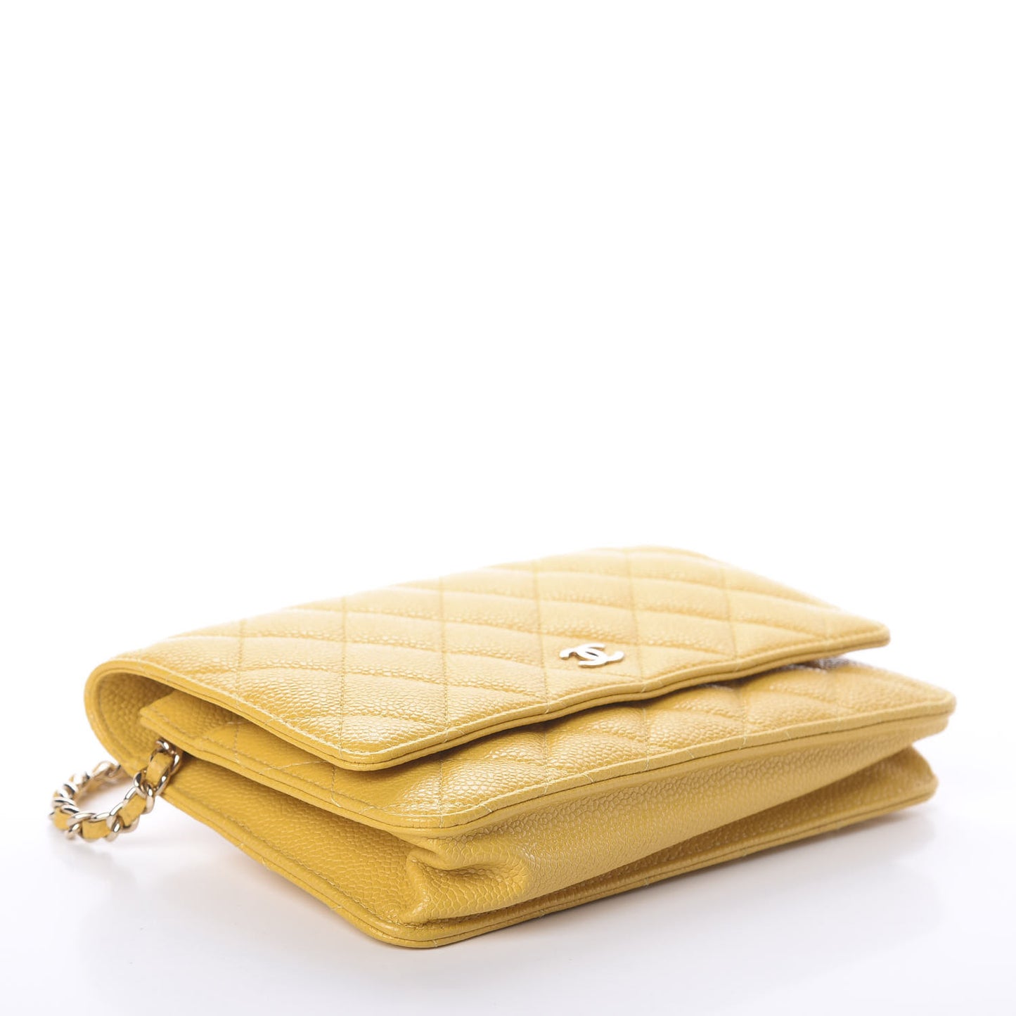 Caviar Quilted Wallet on Chain WOC Yellow