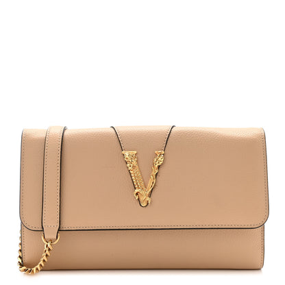 Versace Grainy Calfskin Virtus Chain Crossbody Beige 1 of 12