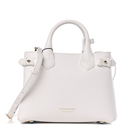 Burberry Grainy Calfskin House Check Small Banner Tote Chalk White 1 of 12