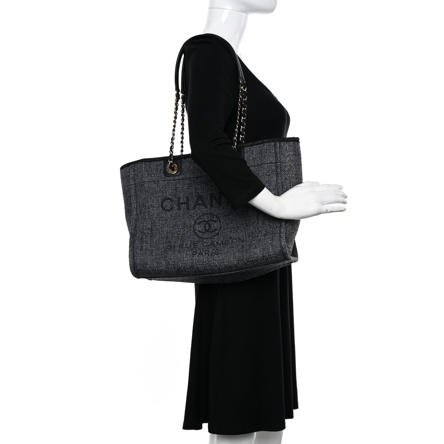 Lurex Boucle Small Deauville Tote Black