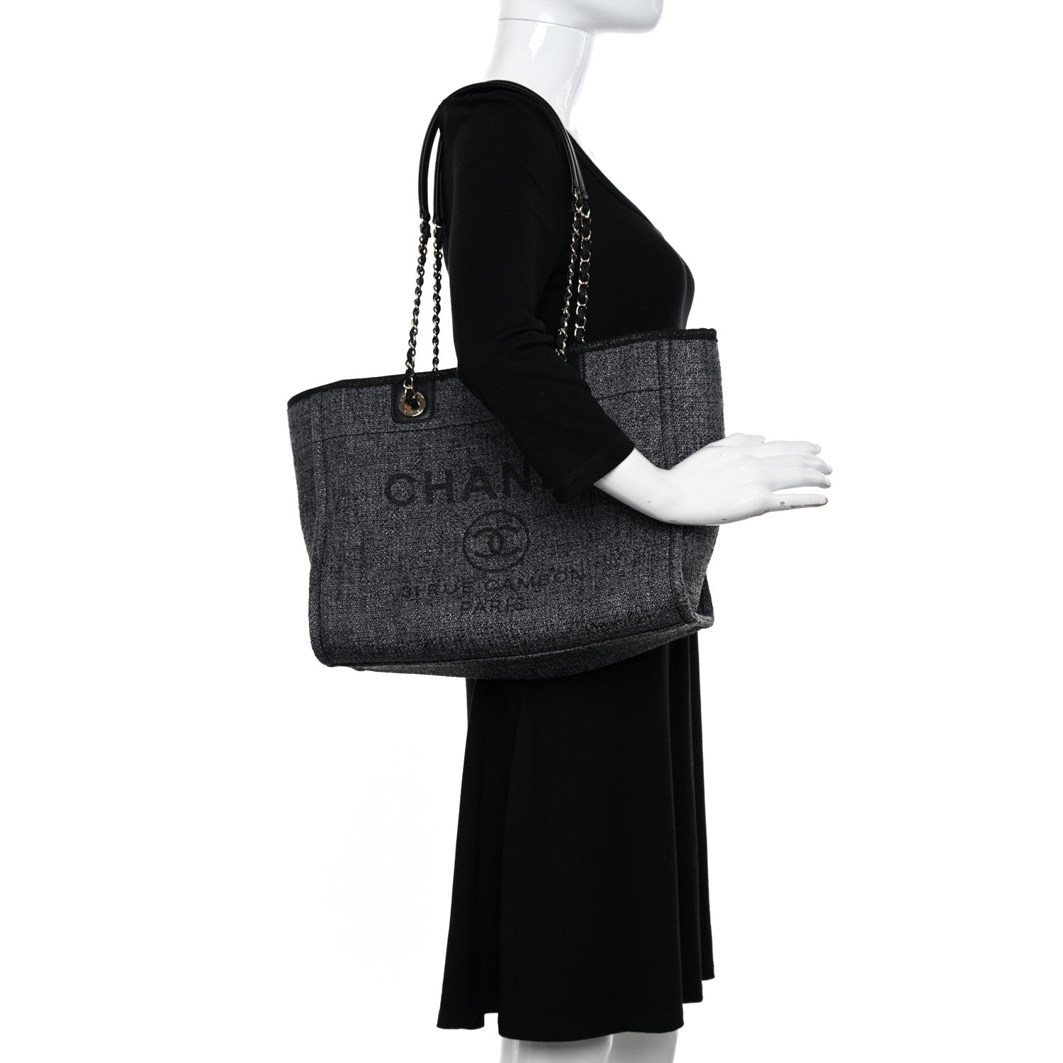 Chanel Lurex Boucle Small Deauville Tote Black 2 of 10