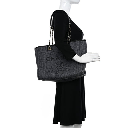 Chanel Lurex Boucle Small Deauville Tote Black 2 of 10