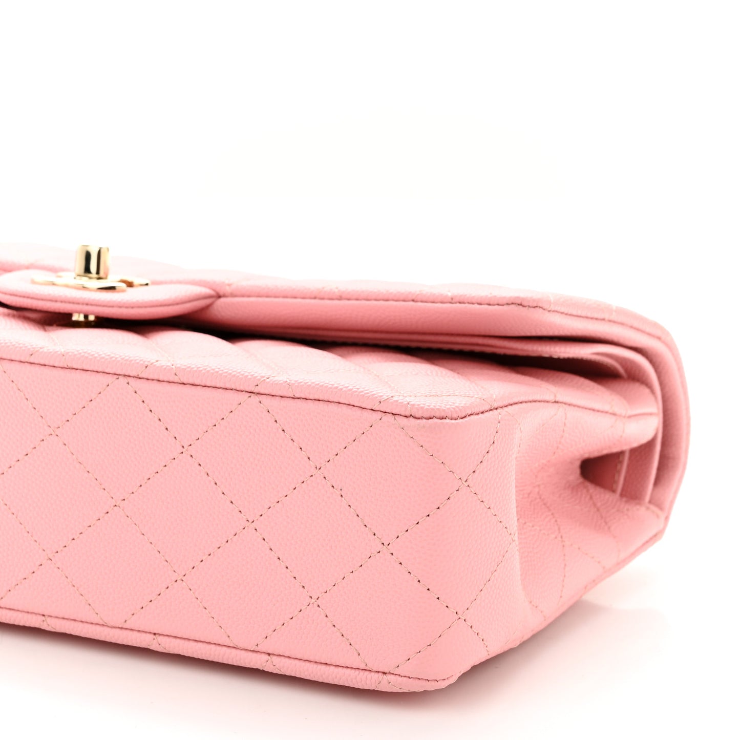 Caviar Quilted Medium Double Flap Pink