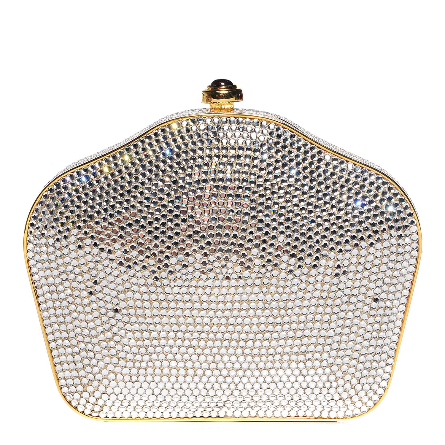 Judith Leiber Swarovski Crystal Minaudiere Clutch Gold 1 of 8