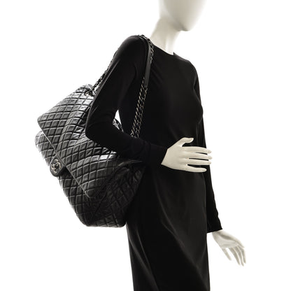 Chanel Calfskin Quilted XXL Travel Flap Bag Black 2 of 8