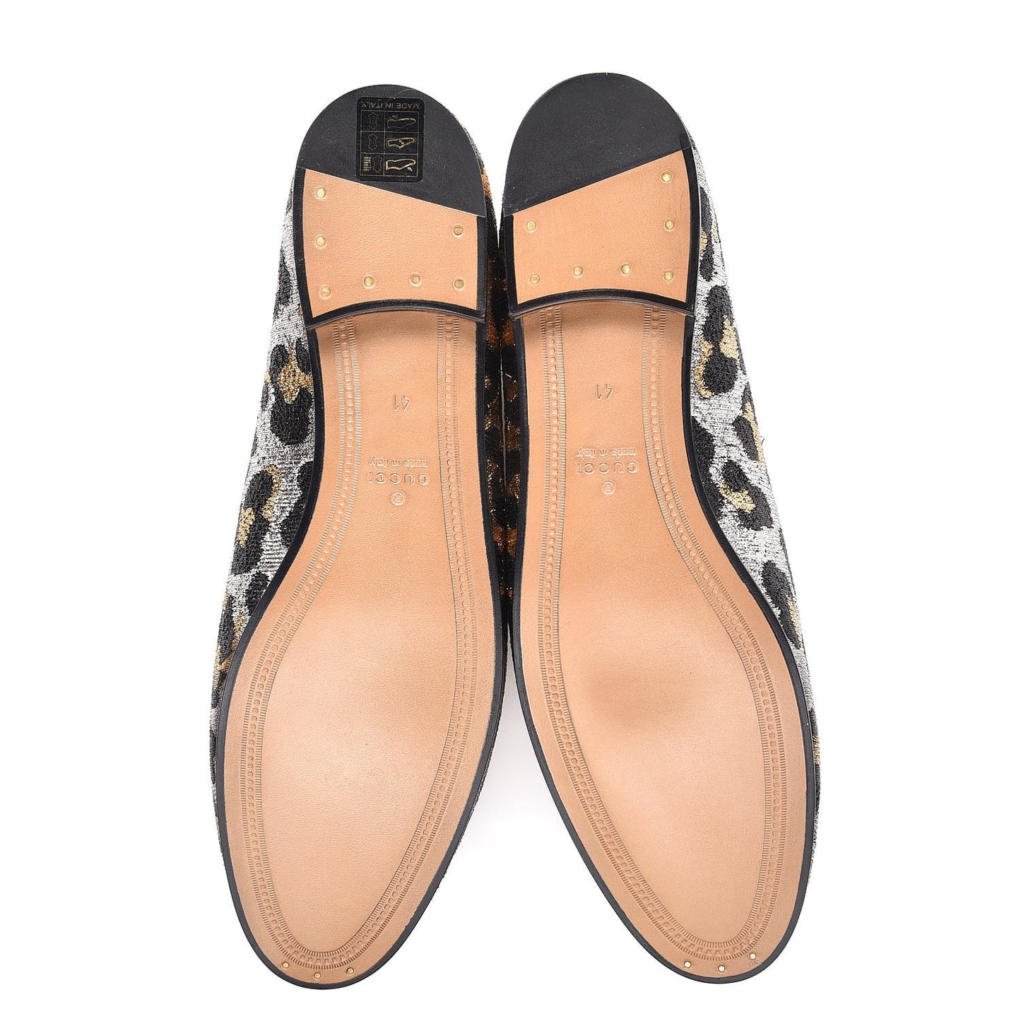 Jacquard Leopard Print Horsebit Jordaan Loafers 41 Gold