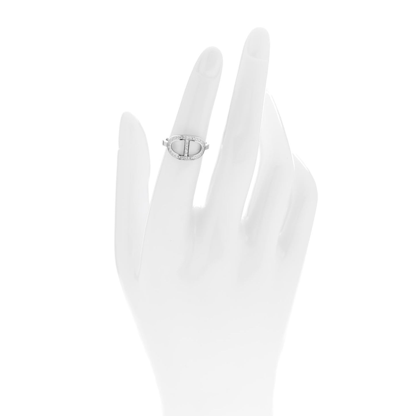 18K White Gold Diamond MM Chaine d'Ancre Contour Ring 50 5.25