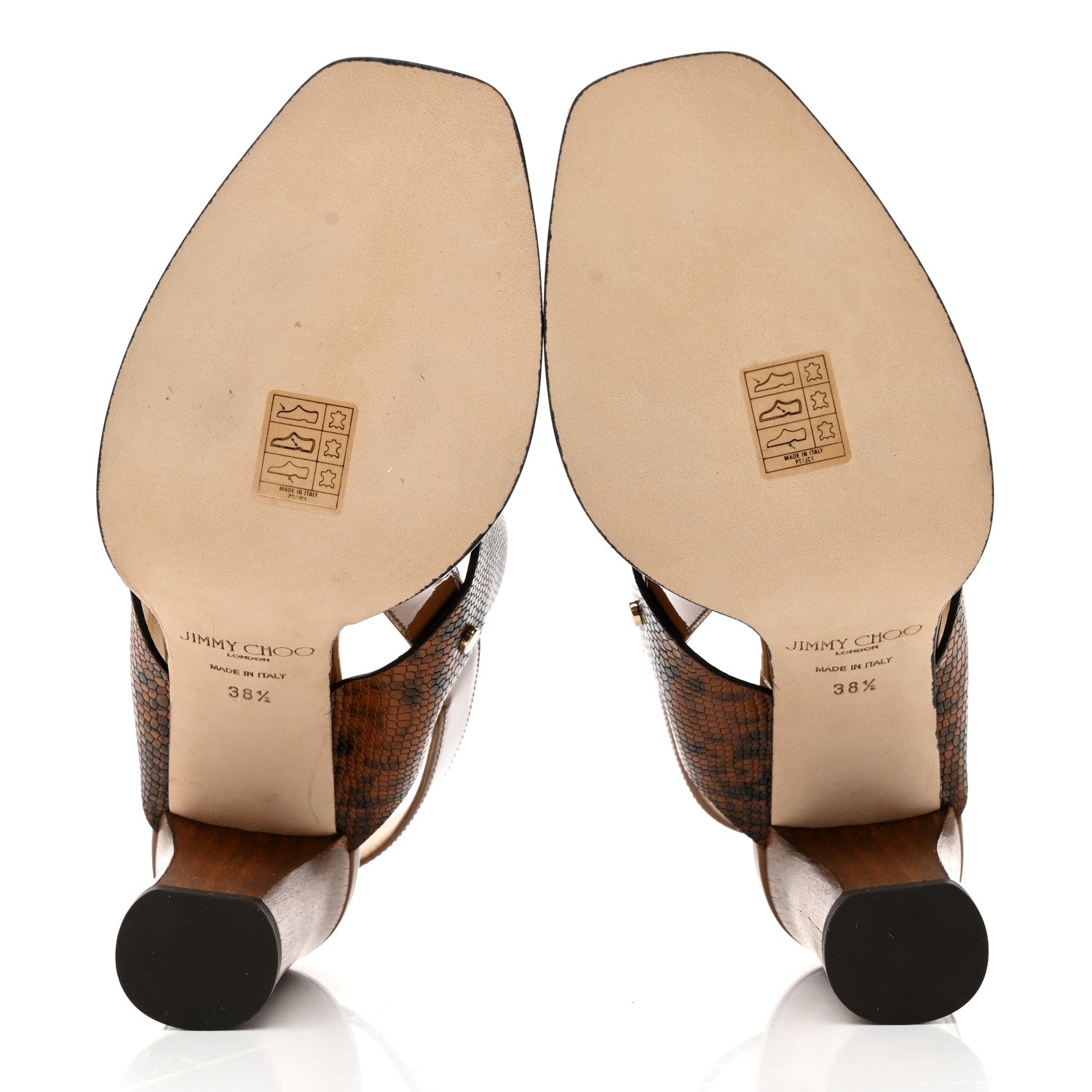 Jimmy Choo Patent Snake Printed AIX 85 Sandals 38.5 Cuoio 5 of 8