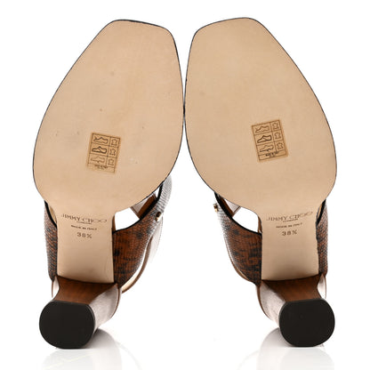 Jimmy Choo Patent Snake Printed AIX 85 Sandals 38.5 Cuoio 5 of 8