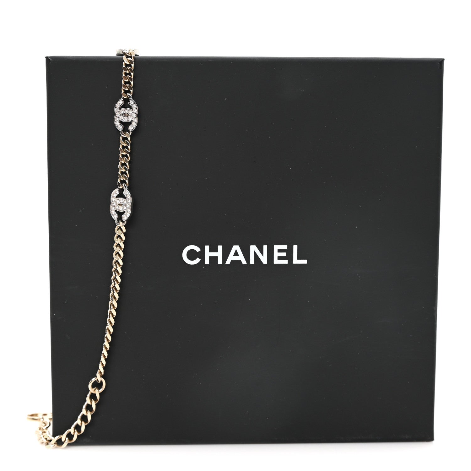 Chanel Crystal Chain CC Link Choker Gold Silver 5 of 5