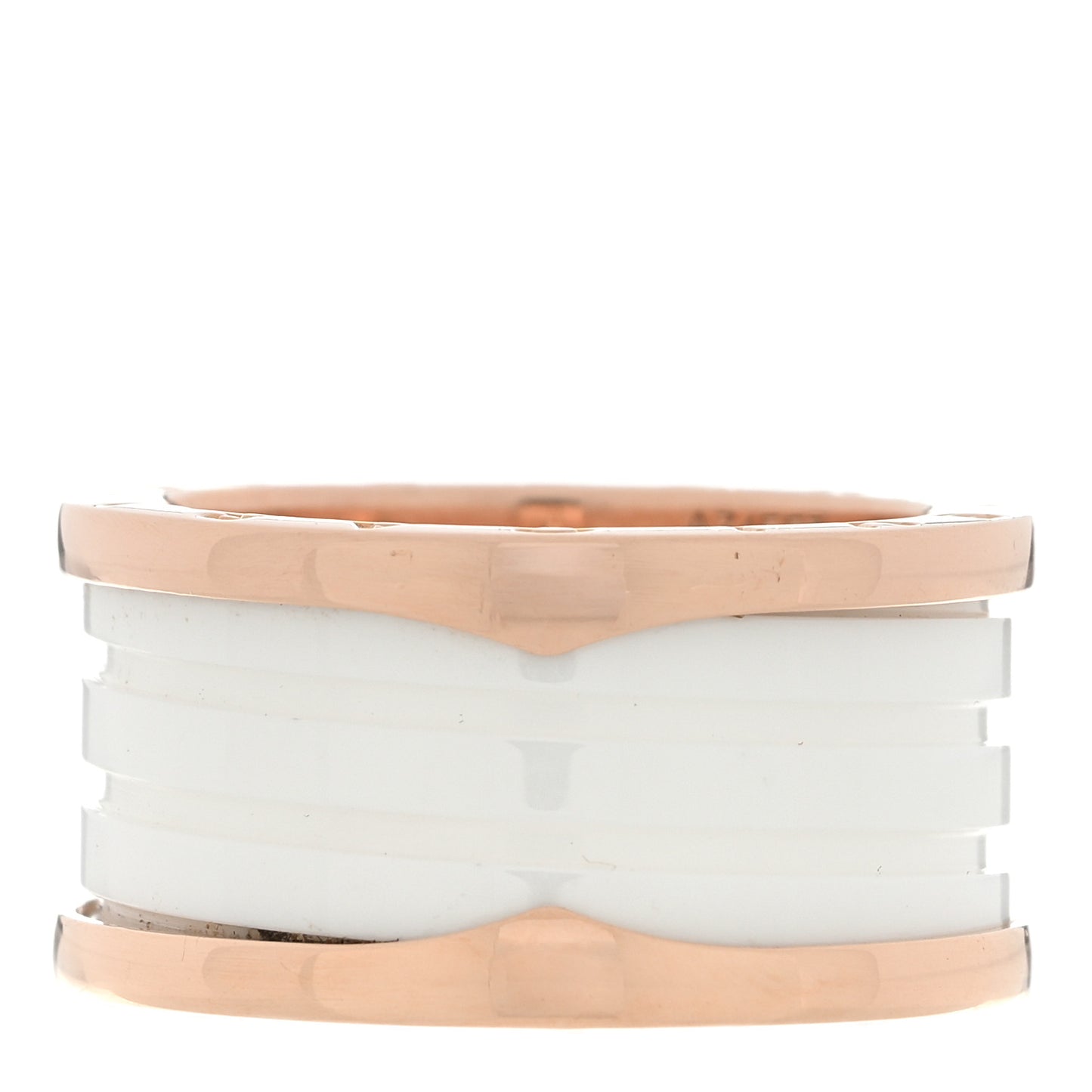 18K Rose Gold White Ceramic B.Zero1 Four-Band Ring 59 8.75