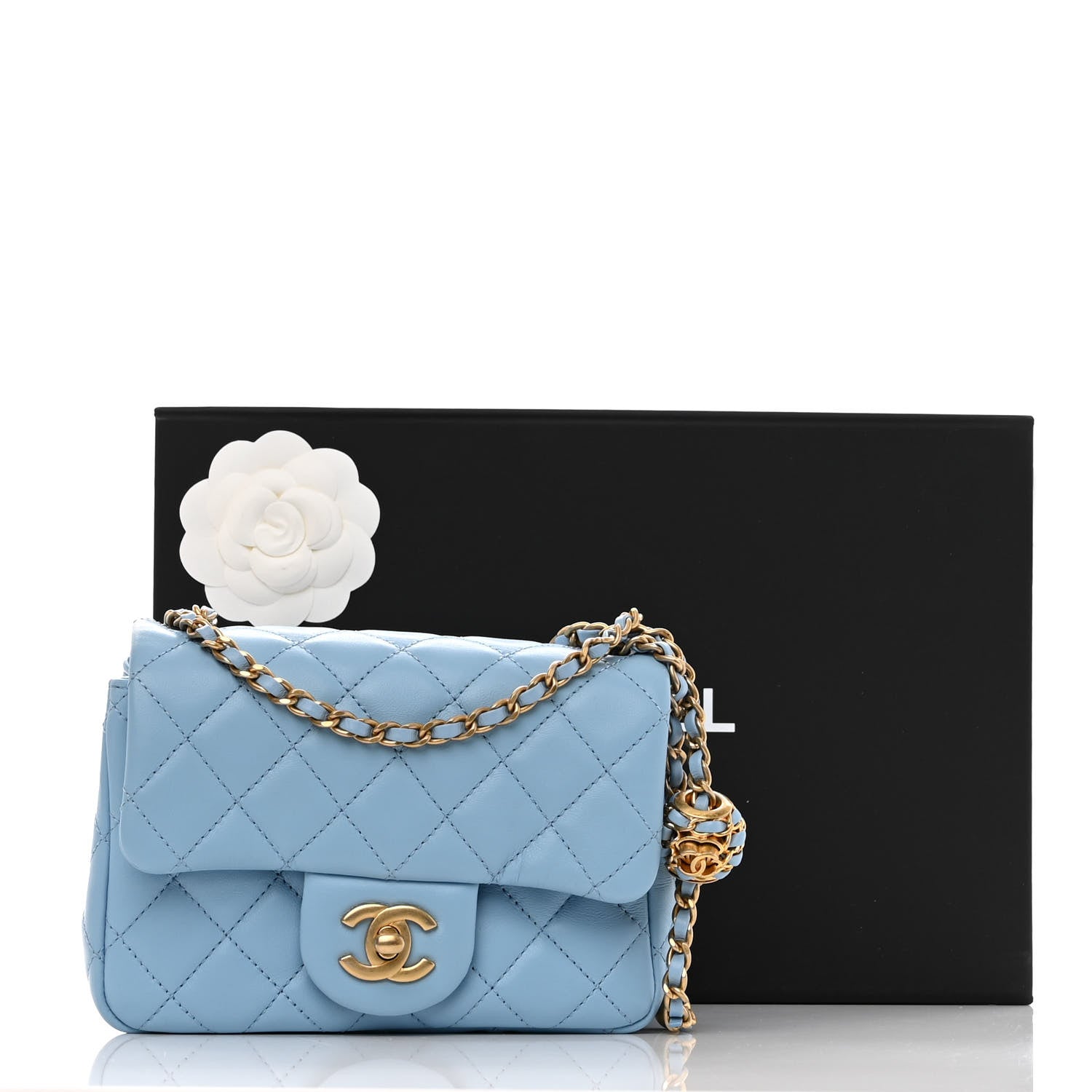 Chanel Lambskin Quilted Mini Pearl Crush Flap Light Blue 11 of 11