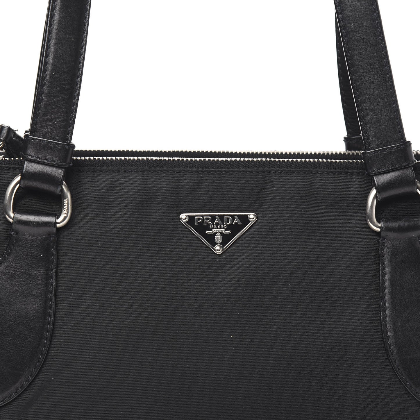Calfskin Tessuto Nylon Tote Black