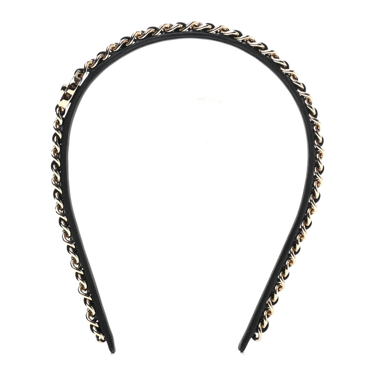 Chanel Metal Lambskin CC Turnlock Chain Headband Gold Black 1 of 4