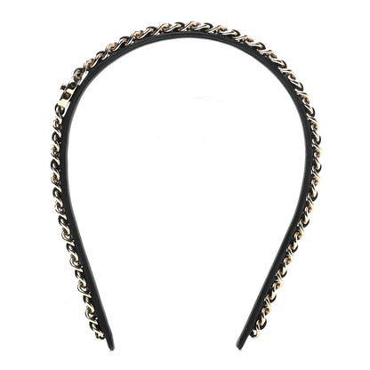 Chanel Metal Lambskin CC Turnlock Chain Headband Gold Black 1 of 4