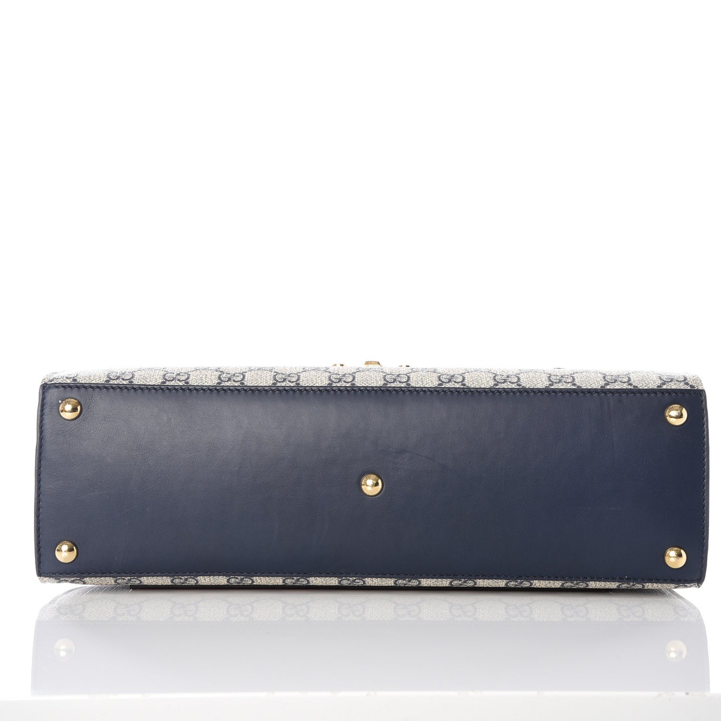 GG Supreme Monogram Calfskin Medium Padlock Top Handle Bag Beige Blue Mystic White Hibiscus Red