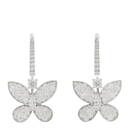 Graff 18K White Gold Diamond Pave Mini Butterfly Drop Earrings 1 of 5