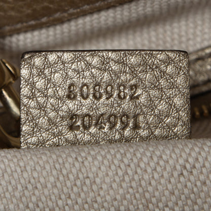 Gucci Metallic Pebbled Calfskin Medium Soho Chain Shoulder Bag Golden Beige 7 of 7