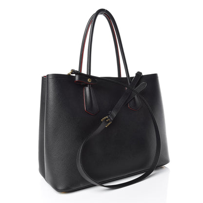 Prada Saffiano Cuir Large Double Bag Black Fuoco 3 of 23