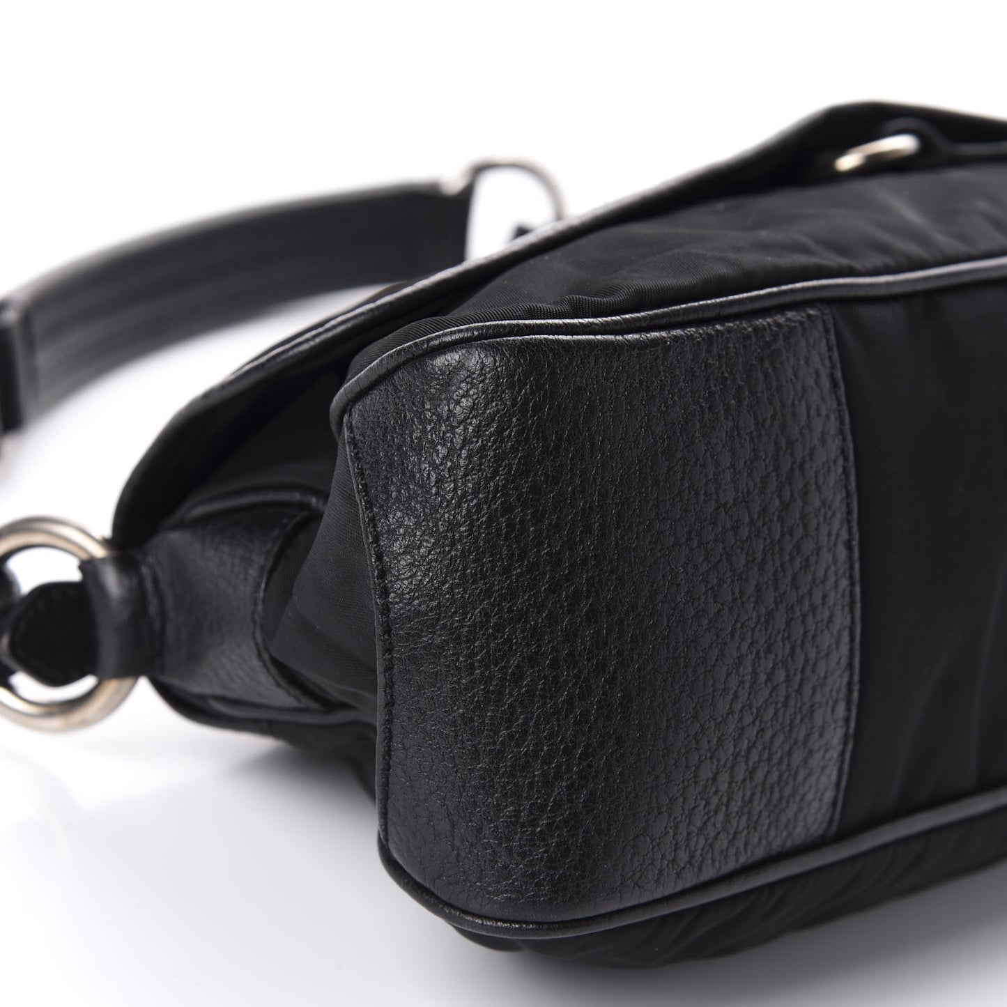 Nylon Vitello Daino Shoulder Bag Black