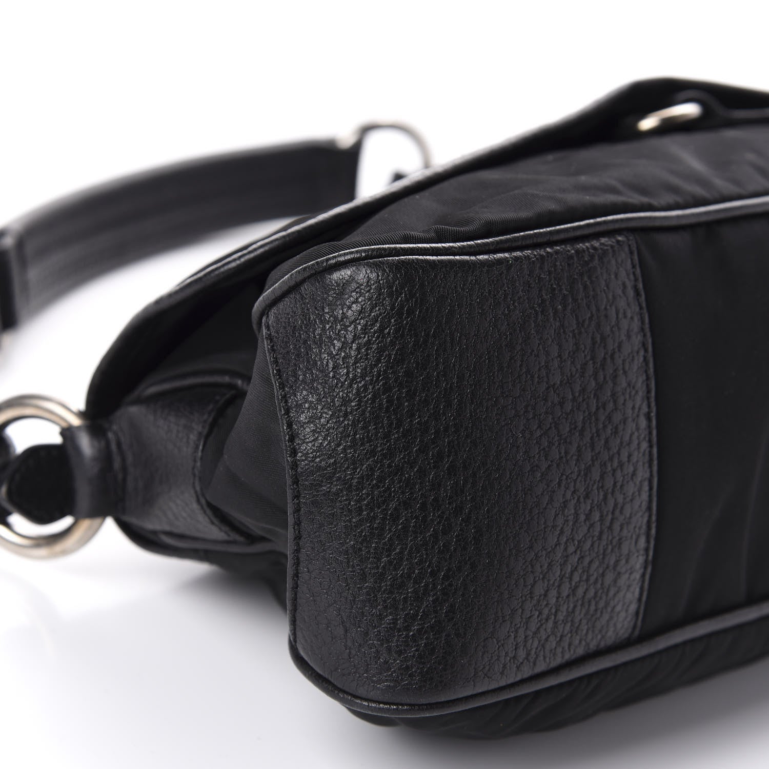 Prada Nylon Vitello Daino Shoulder Bag Black 5 of 9