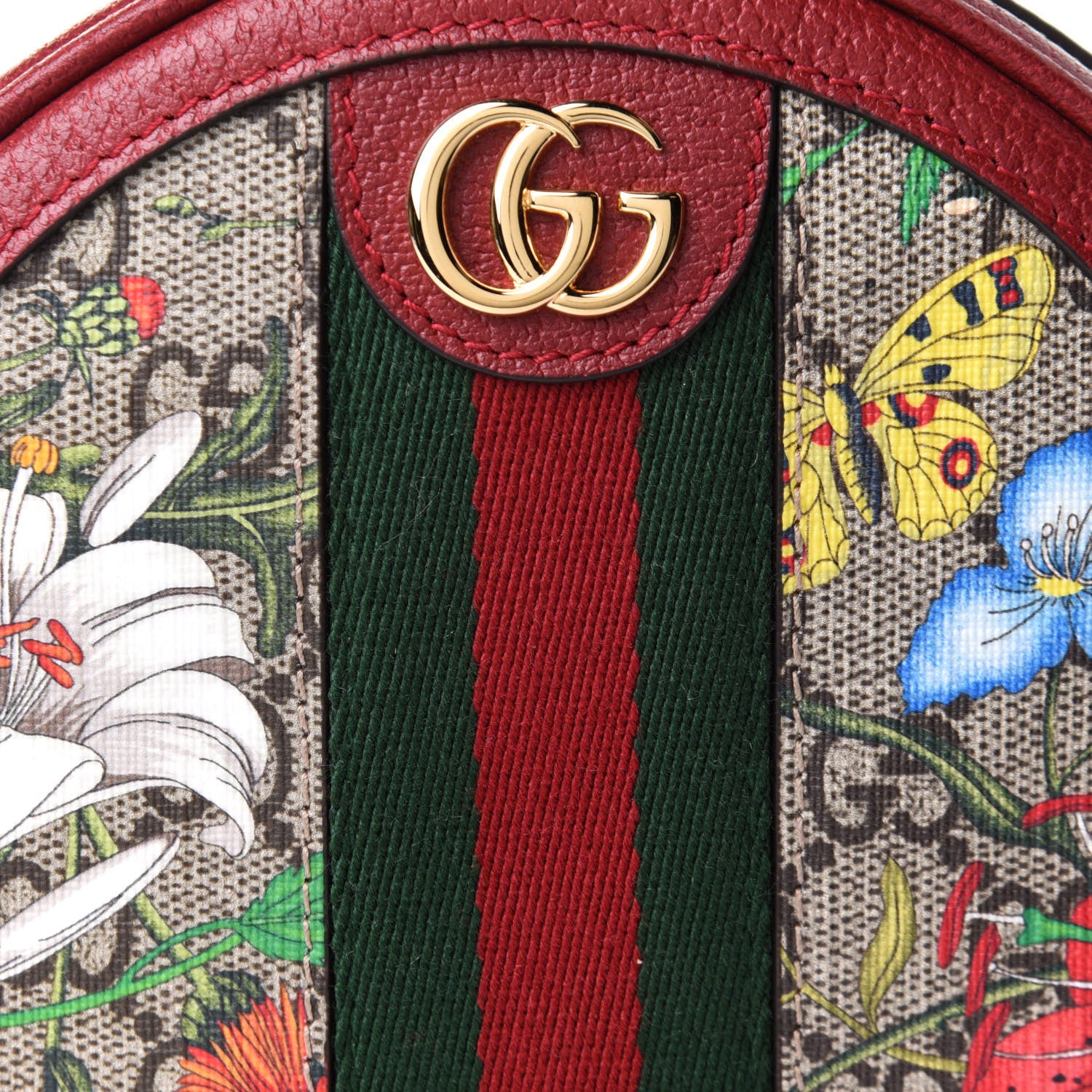 Gucci GG Supreme Monogram Web Flora Mini Ophidia Round Backpack Red 8 of 10