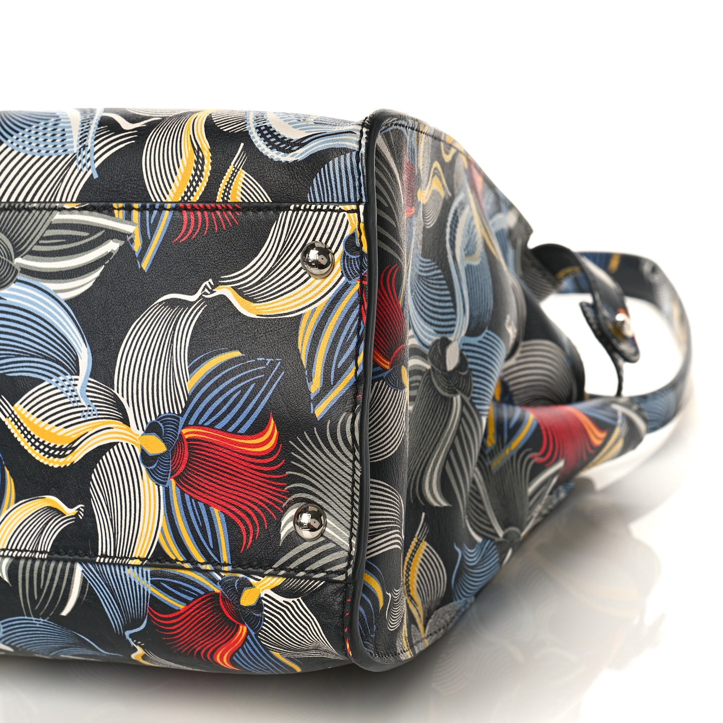 Calfskin Orchid Large Peekaboo Iconic Satchel Black Multicolor